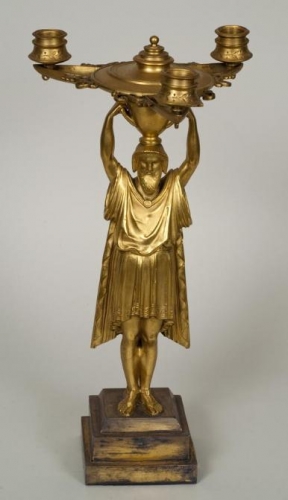 A Pair of Regency Gilt Bronze Figural Candelabra